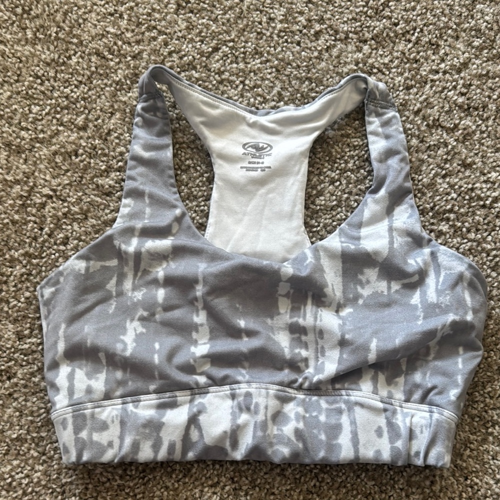 Gray and White Sports Bra